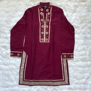 Maroon/Red with Gold Women’s Tunic Kurti Small